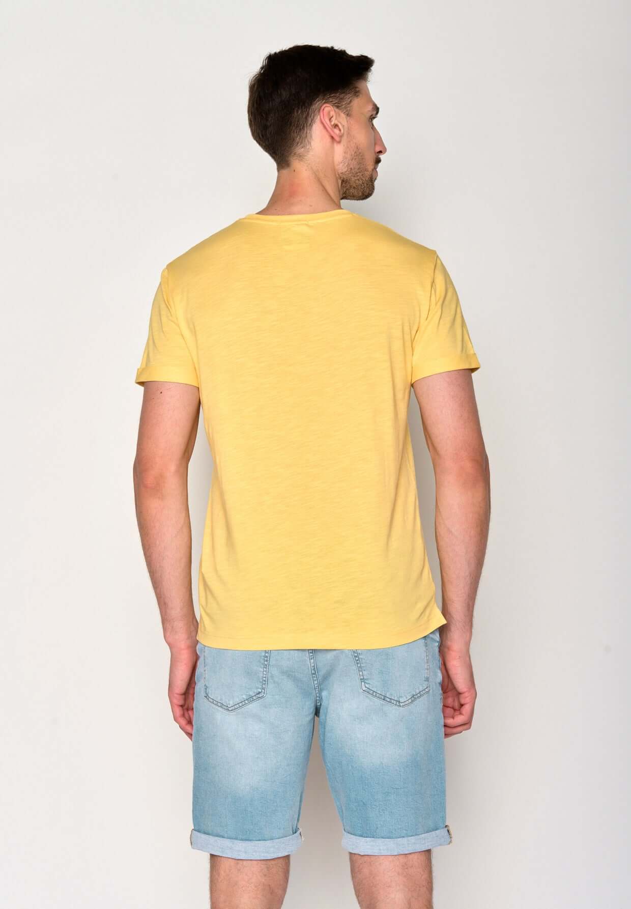 Gelb:  Lässiges T-Shirt aus Bio-Baumwoll Mix für Herren [18380]