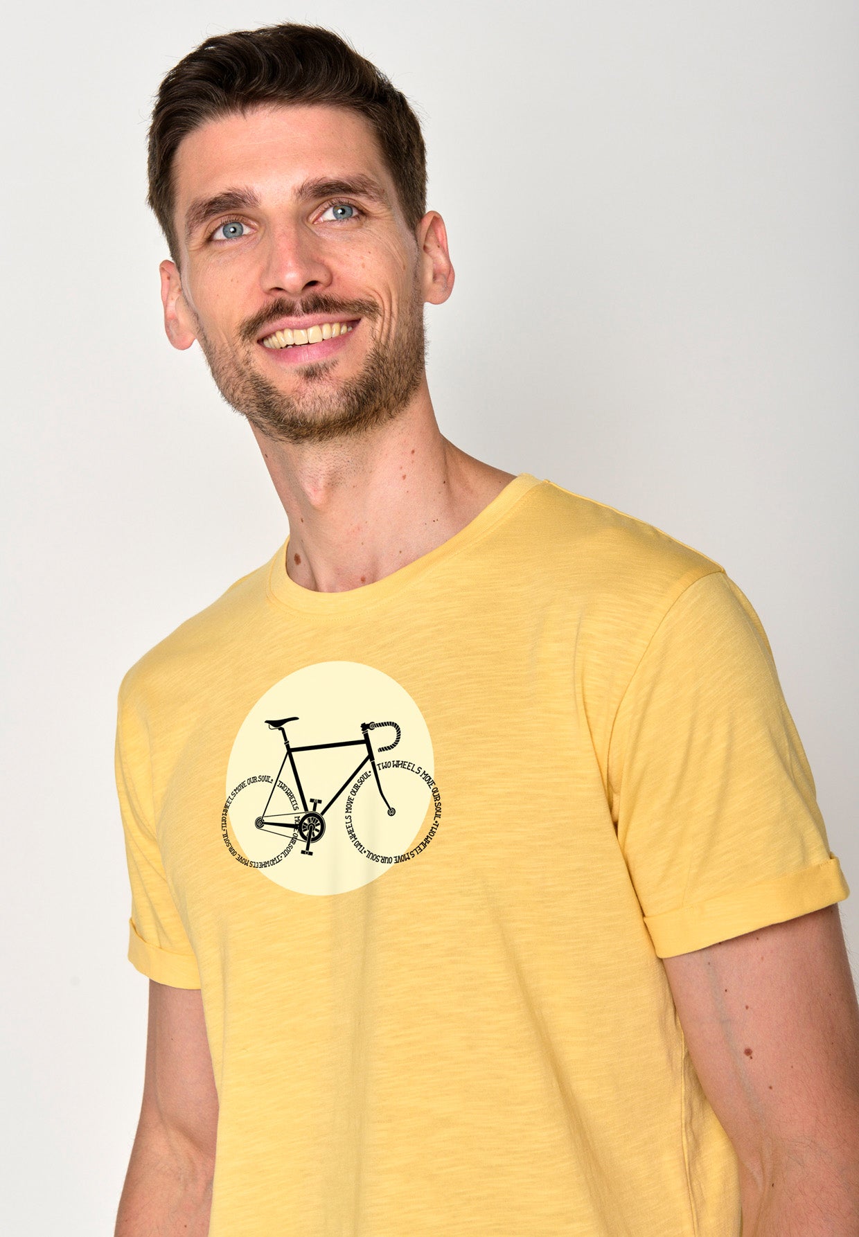 Pastel Yellow: Lässiges T-Shirt aus Bio-Baumwoll Mix für Herren [18381]