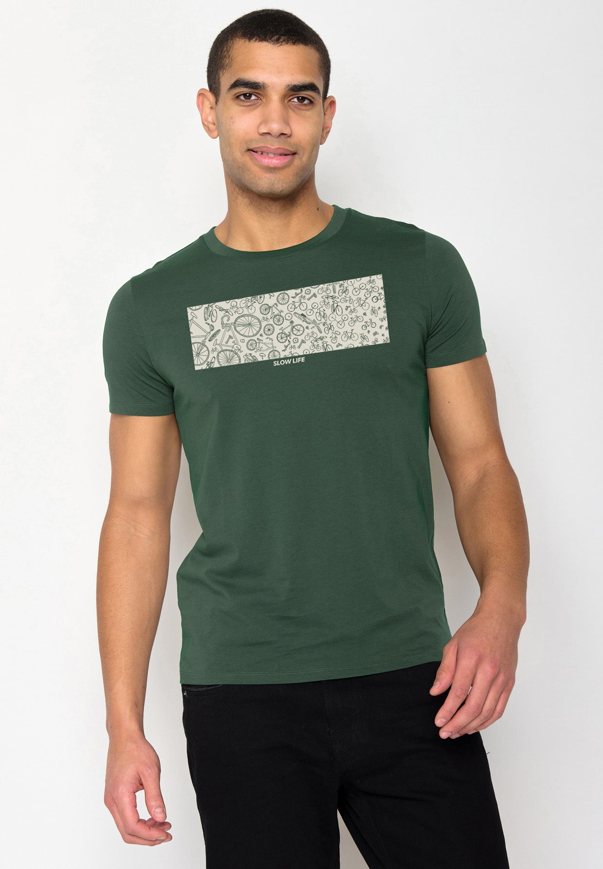 Bottle Green: Sportliches T-Shirt aus Bio-Baumwolle für Herren [18402]