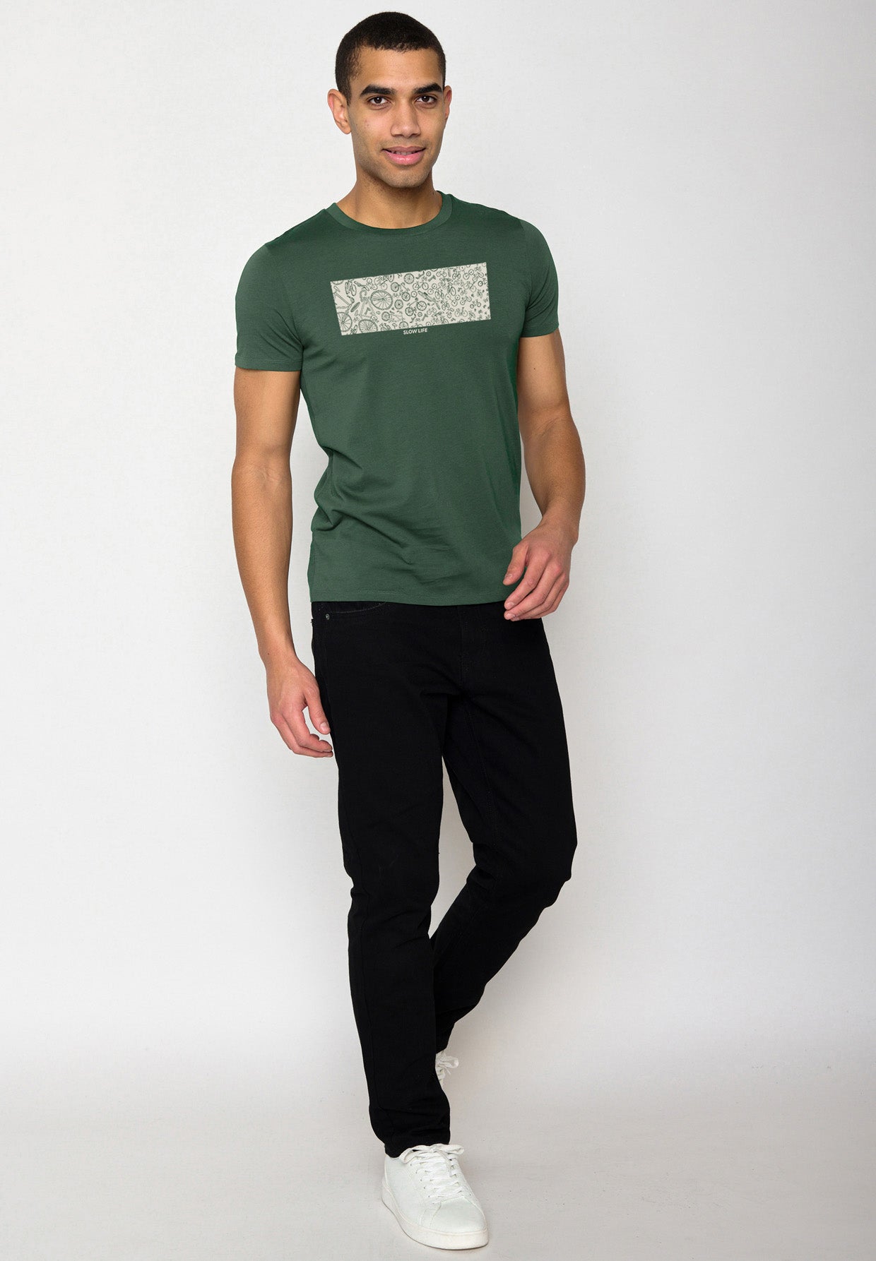 Bottle Green: Sportliches T-Shirt aus Bio-Baumwolle für Herren [18404]