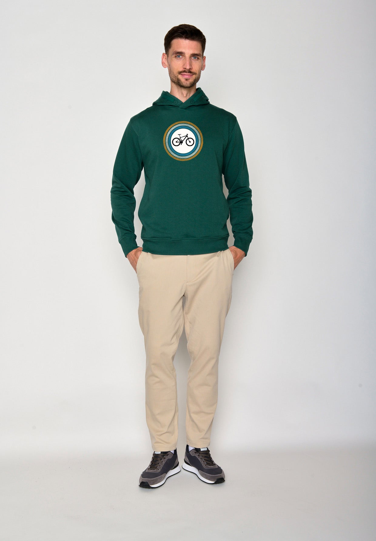 Jungle Green: Kuschliger Hoodie aus Bio-Baumwolle für Herren [18445]