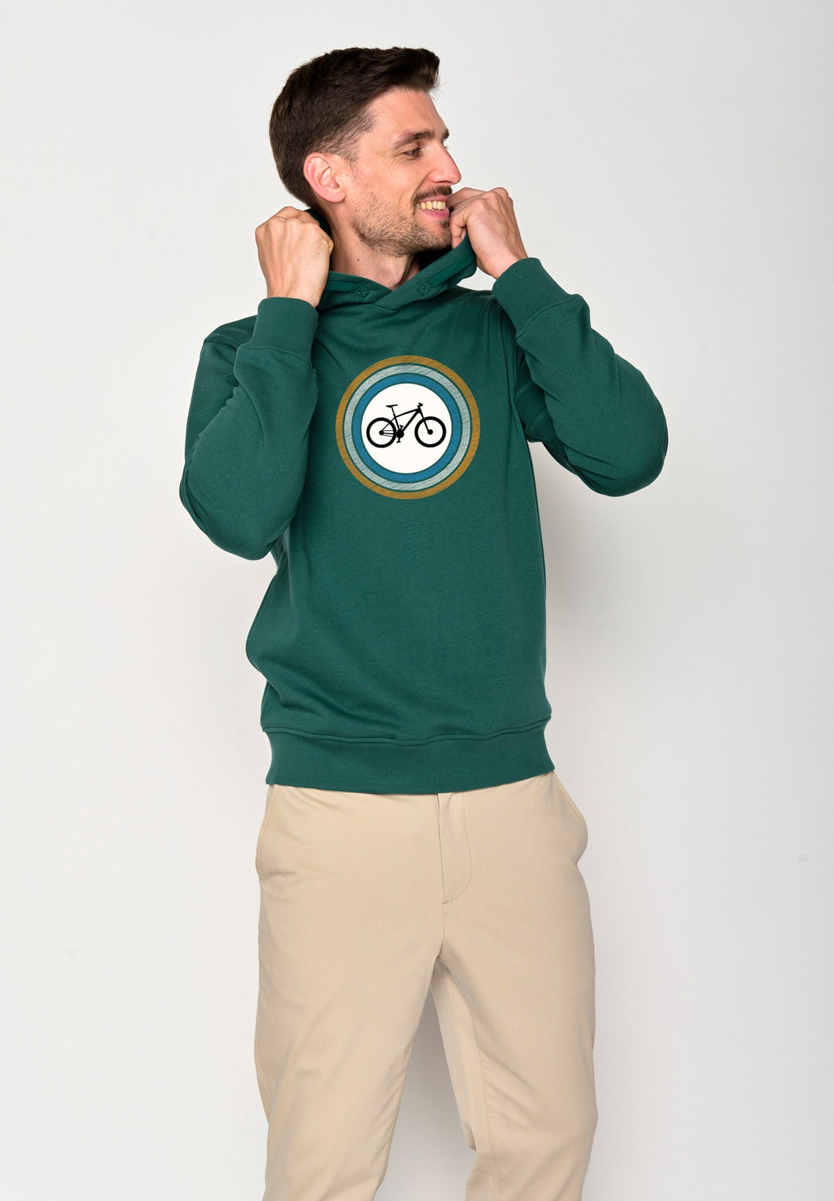 Jungle Green: Kuschliger Hoodie aus Bio-Baumwolle für Herren [18446]
