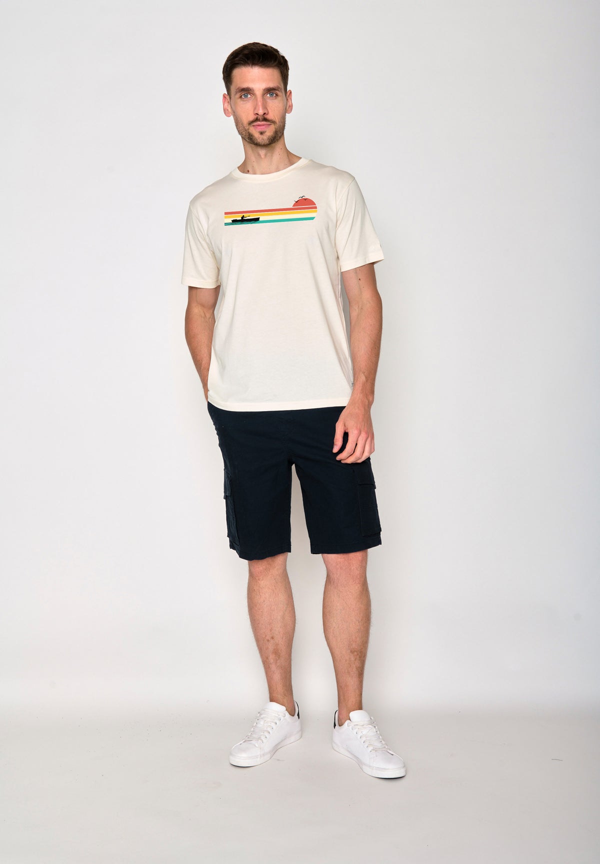 Weiß:  Lässiges T-Shirt aus Bio-Baumwolle für Herren [18451]