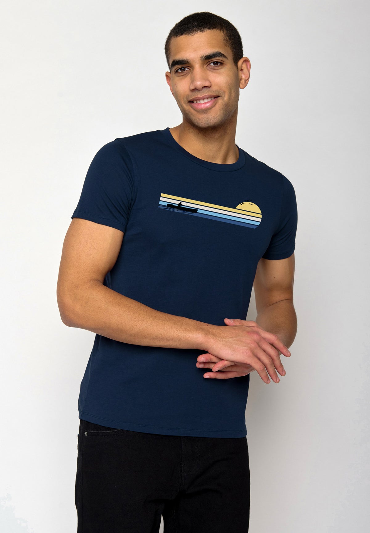 Navy: Sportliches T-Shirt aus Bio-Baumwolle für Herren [18458]