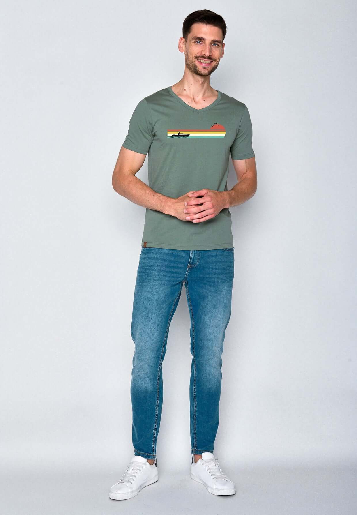 Grün:  Lässiges T-Shirt aus Bio-Baumwolle für Herren [18461]