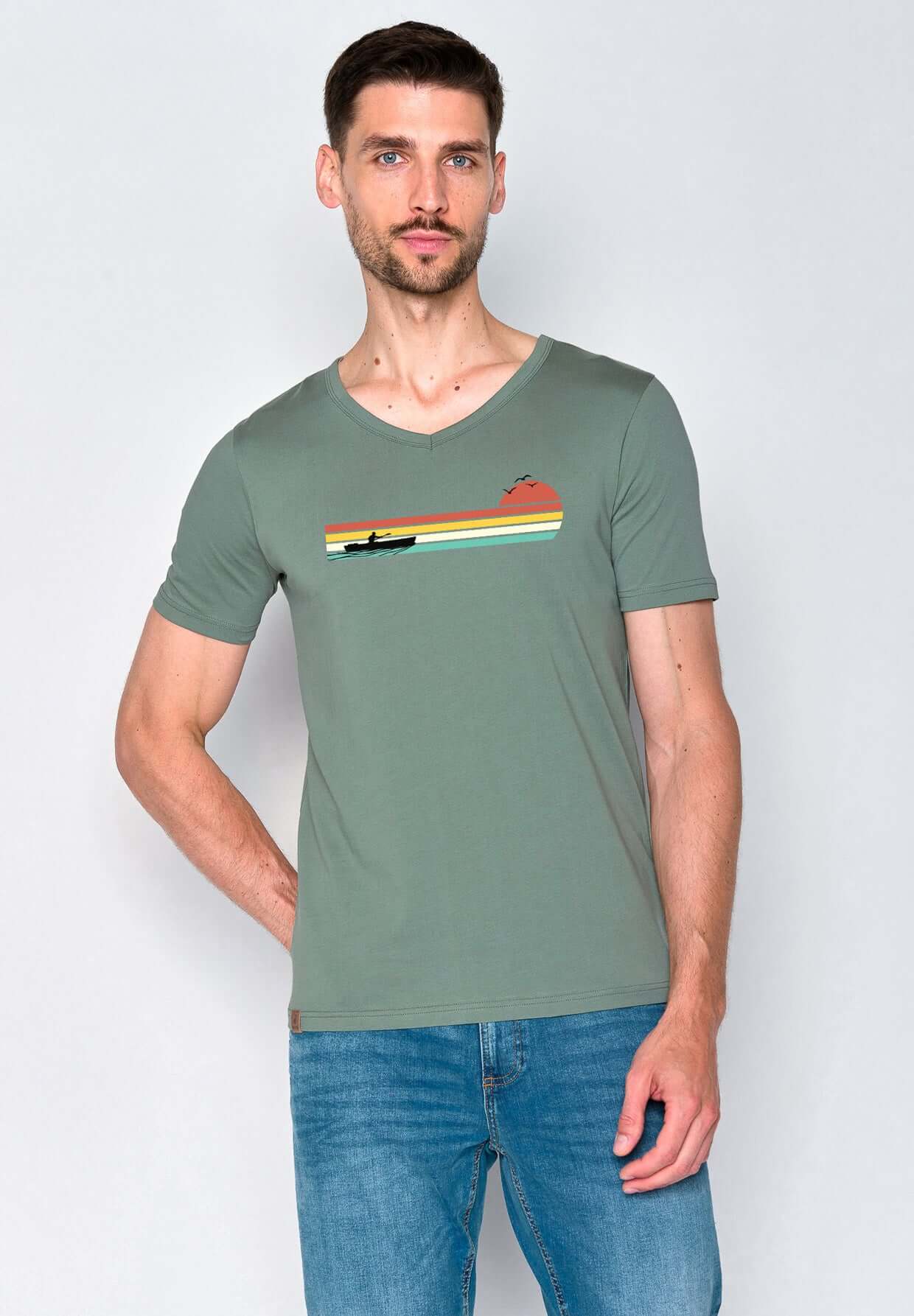 Grün:  Lässiges T-Shirt aus Bio-Baumwolle für Herren [18462]