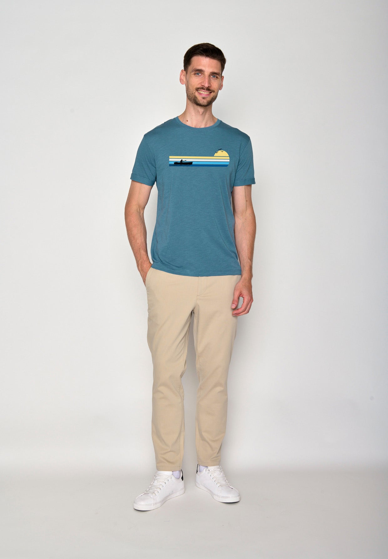 Blau:  Lässiges T-Shirt aus Bio-Baumwoll Mix für Herren [18467]