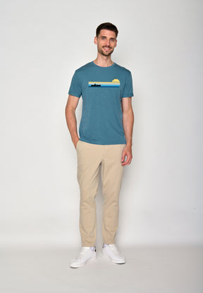 Blau:  Lässiges T-Shirt aus Bio-Baumwoll Mix für Herren [18467]
