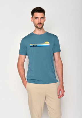 Blau:  Lässiges T-Shirt aus Bio-Baumwoll Mix für Herren [18468]