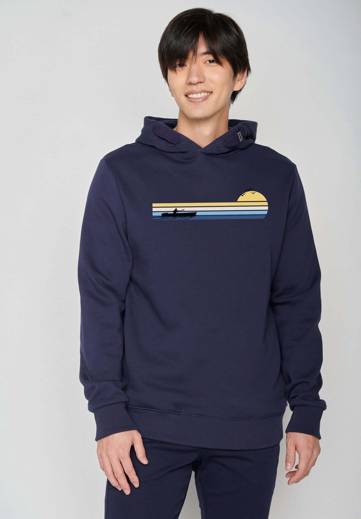 Blau:  Kuschliger Hoodie aus Bio-Baumwolle für Herren [18472]