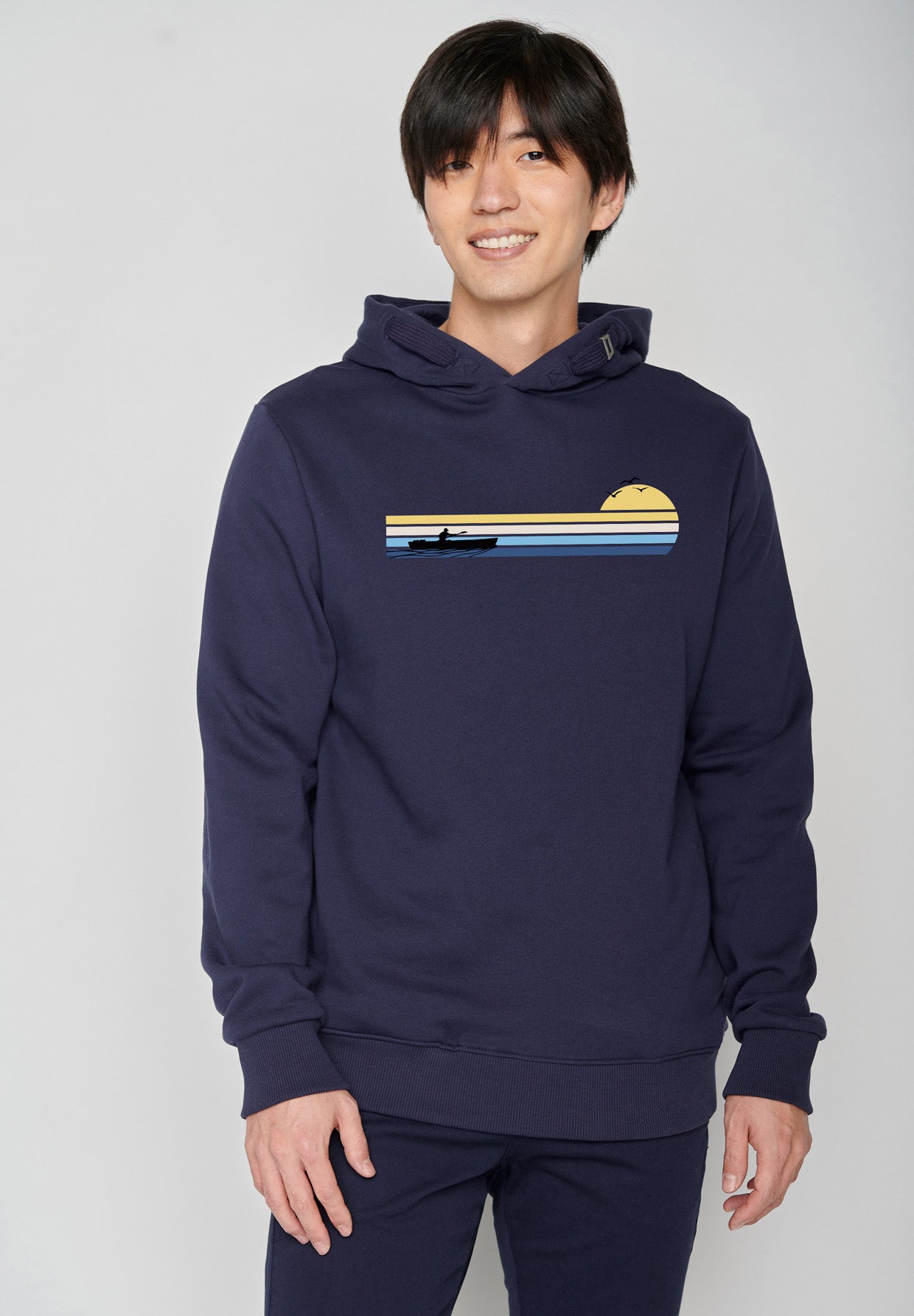 Navy: Kuschliger Hoodie aus Bio-Baumwolle für Herren [18472]