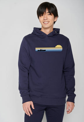 Navy: Kuschliger Hoodie aus Bio-Baumwolle für Herren [18472]