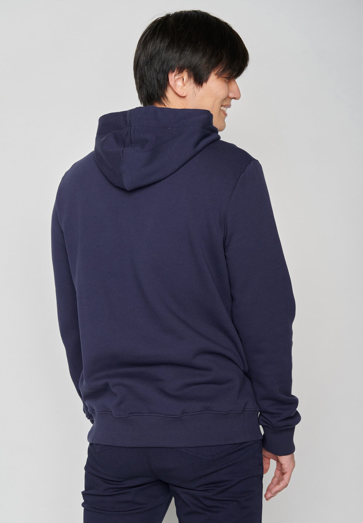 Navy: Kuschliger Hoodie aus Bio-Baumwolle für Herren [18473]