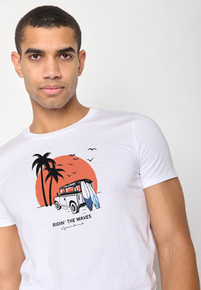 Weiß:  Sportliches T-Shirt aus Bio-Baumwolle für Herren [18494]