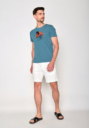 Blau:  Lässiges T-Shirt aus Bio-Baumwolle für Herren [18500]