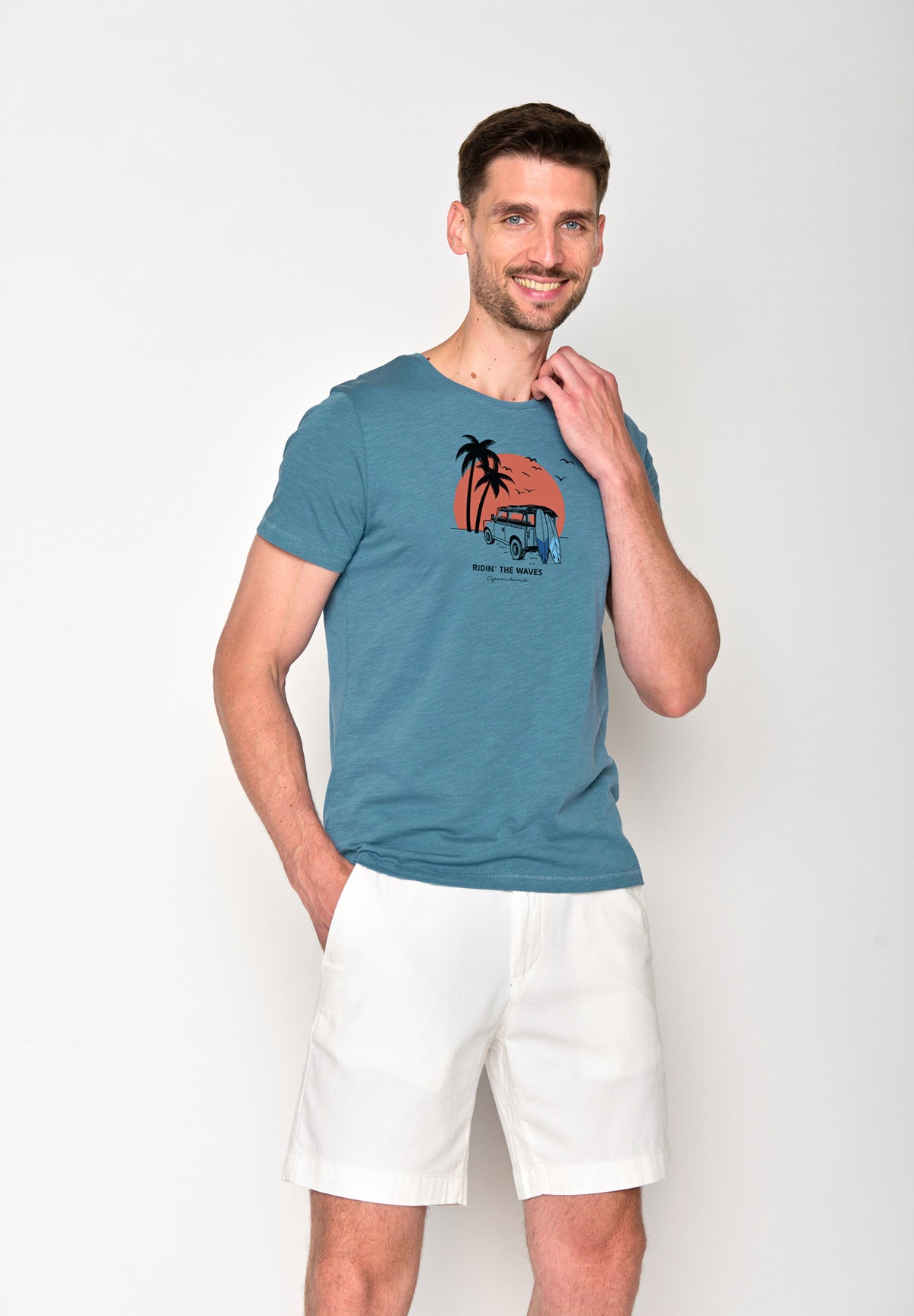 Sloppy Blue: Sportliches T-Shirt aus Bio-Baumwolle für Herren [18501]