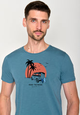 Blau:  Lässiges T-Shirt aus Bio-Baumwolle für Herren [18503]