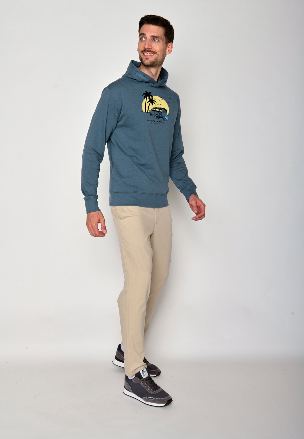 Blau:  Kuschliger Hoodie aus Bio-Baumwolle für Herren [18505]