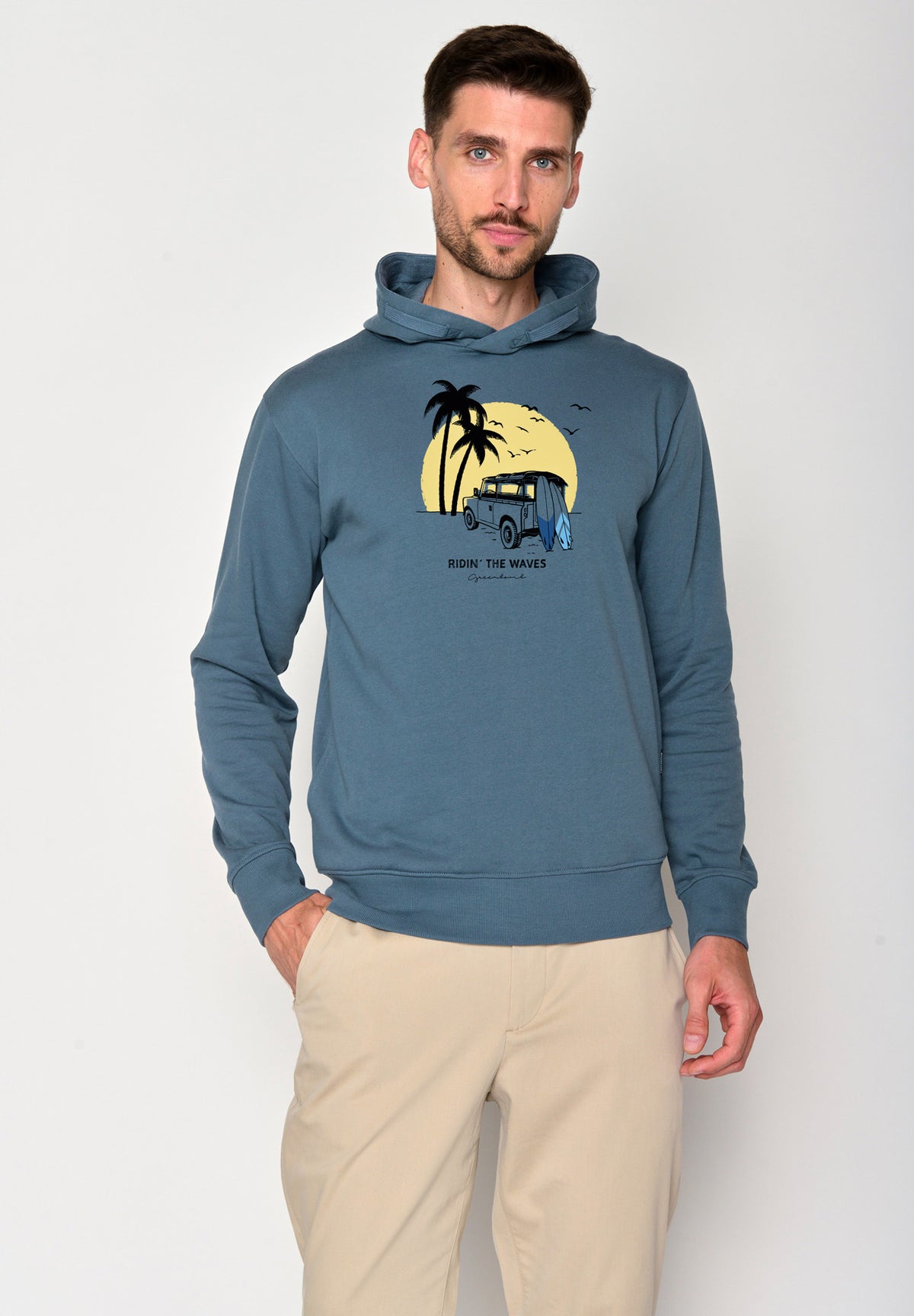 Blau:  Kuschliger Hoodie aus Bio-Baumwolle für Herren [18506]