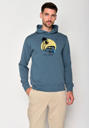 Vintage Blue: Kuschliger Hoodie aus Bio-Baumwolle für Herren [18506]