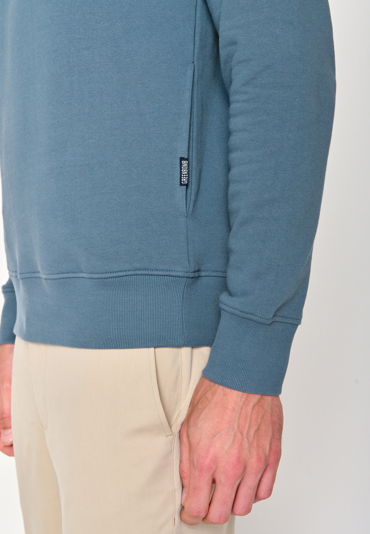 Vintage Blue: Kuschliger Hoodie aus Bio-Baumwolle für Herren [18507]