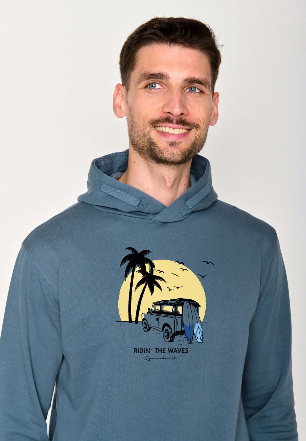 Blau:  Kuschliger Hoodie aus Bio-Baumwolle für Herren [18508]