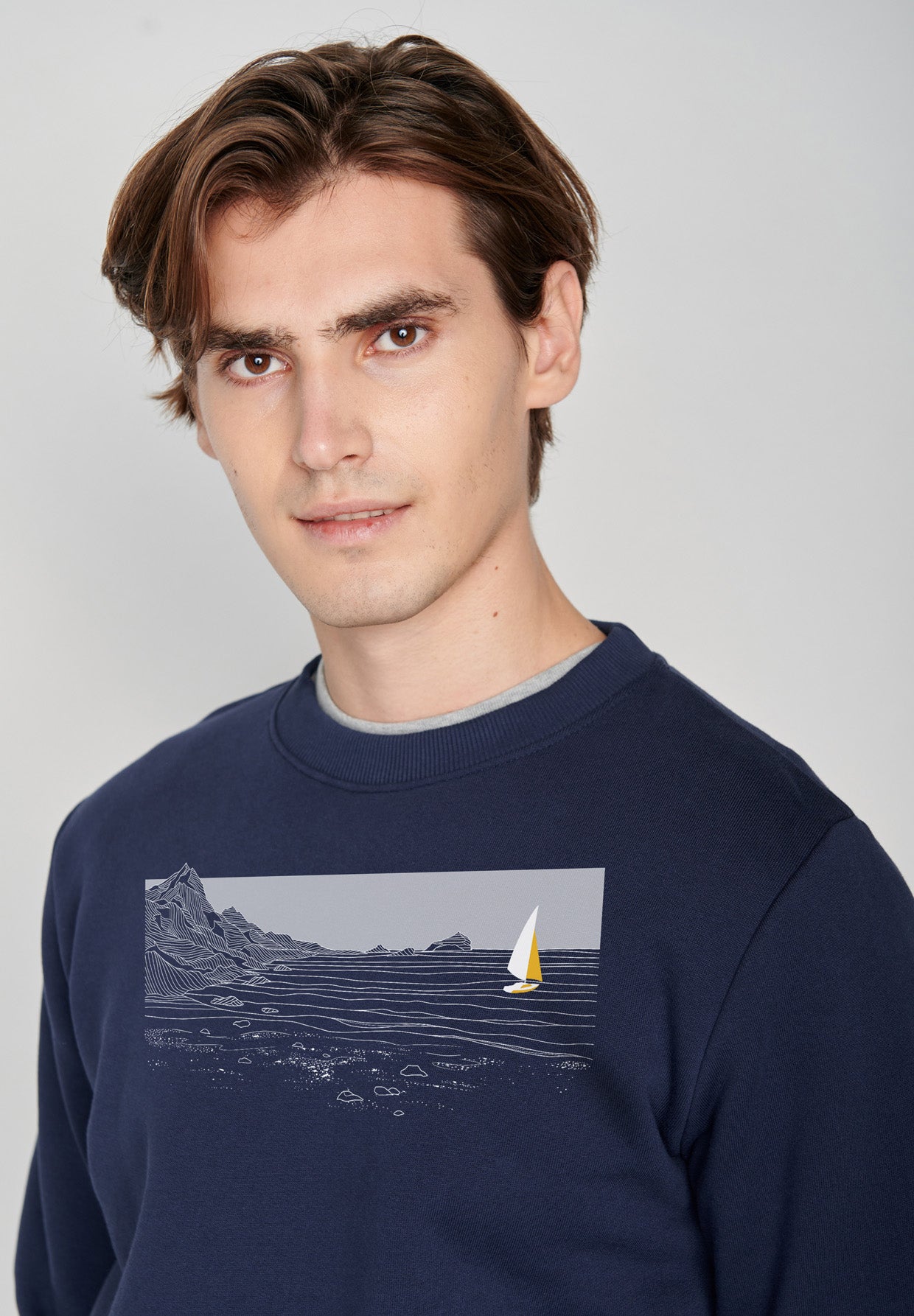 Blau:  Gemütliches Sweatshirt aus Bio-Baumwolle für Herren [18524]