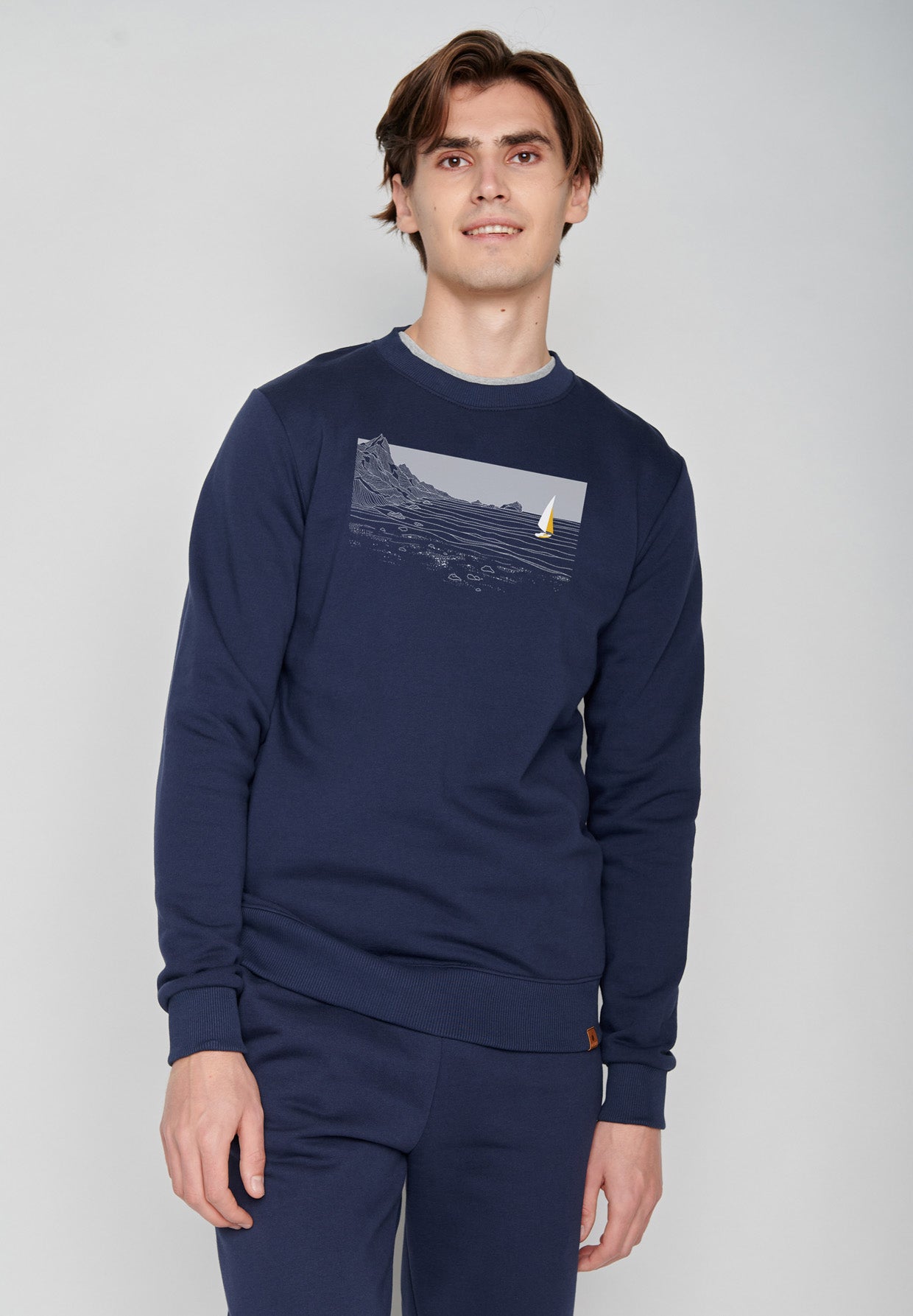Blau:  Gemütliches Sweatshirt aus Bio-Baumwolle für Herren [18525]