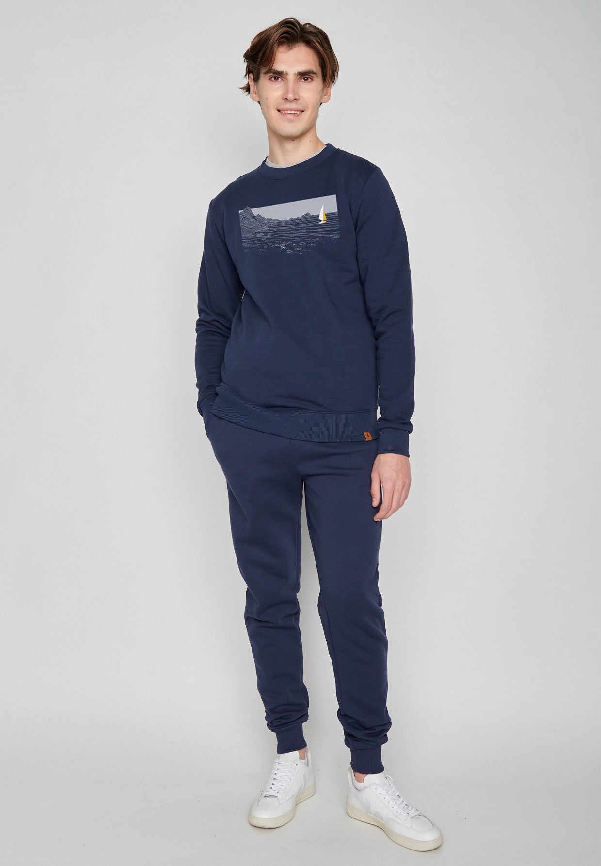 Blau:  Gemütliches Sweatshirt aus Bio-Baumwolle für Herren [18527]