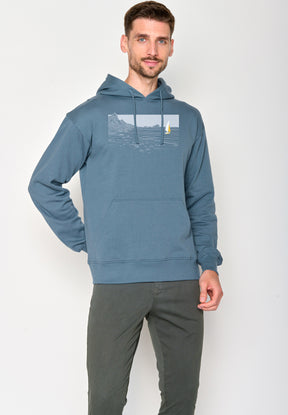 Vintage Blue: Gemütlicher Hoodie aus Bio-Baumwolle für Herren [18532]