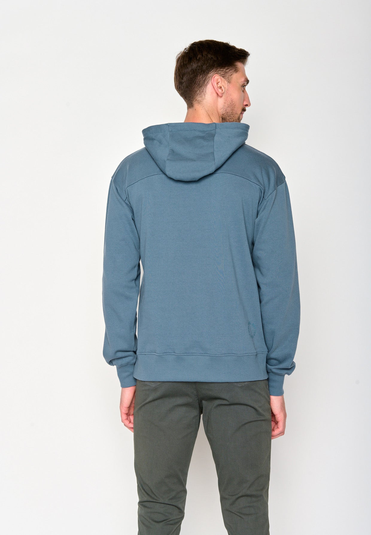 Vintage Blue: Gemütlicher Hoodie aus Bio-Baumwolle für Herren [18533]