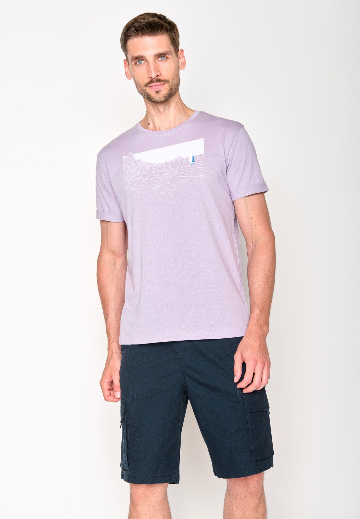 Lilac: Lässiges T-Shirt aus Bio-Baumwoll Mix für Herren [18539]