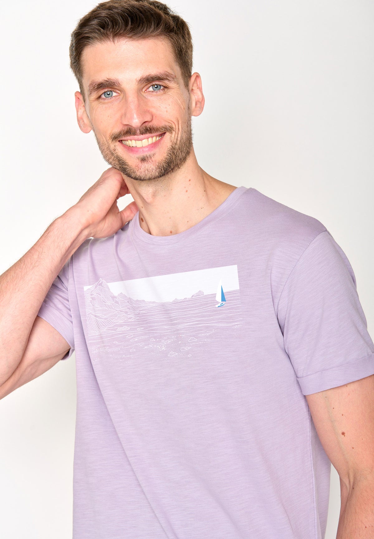 Lilac: Lässiges T-Shirt aus Bio-Baumwoll Mix für Herren [18541]