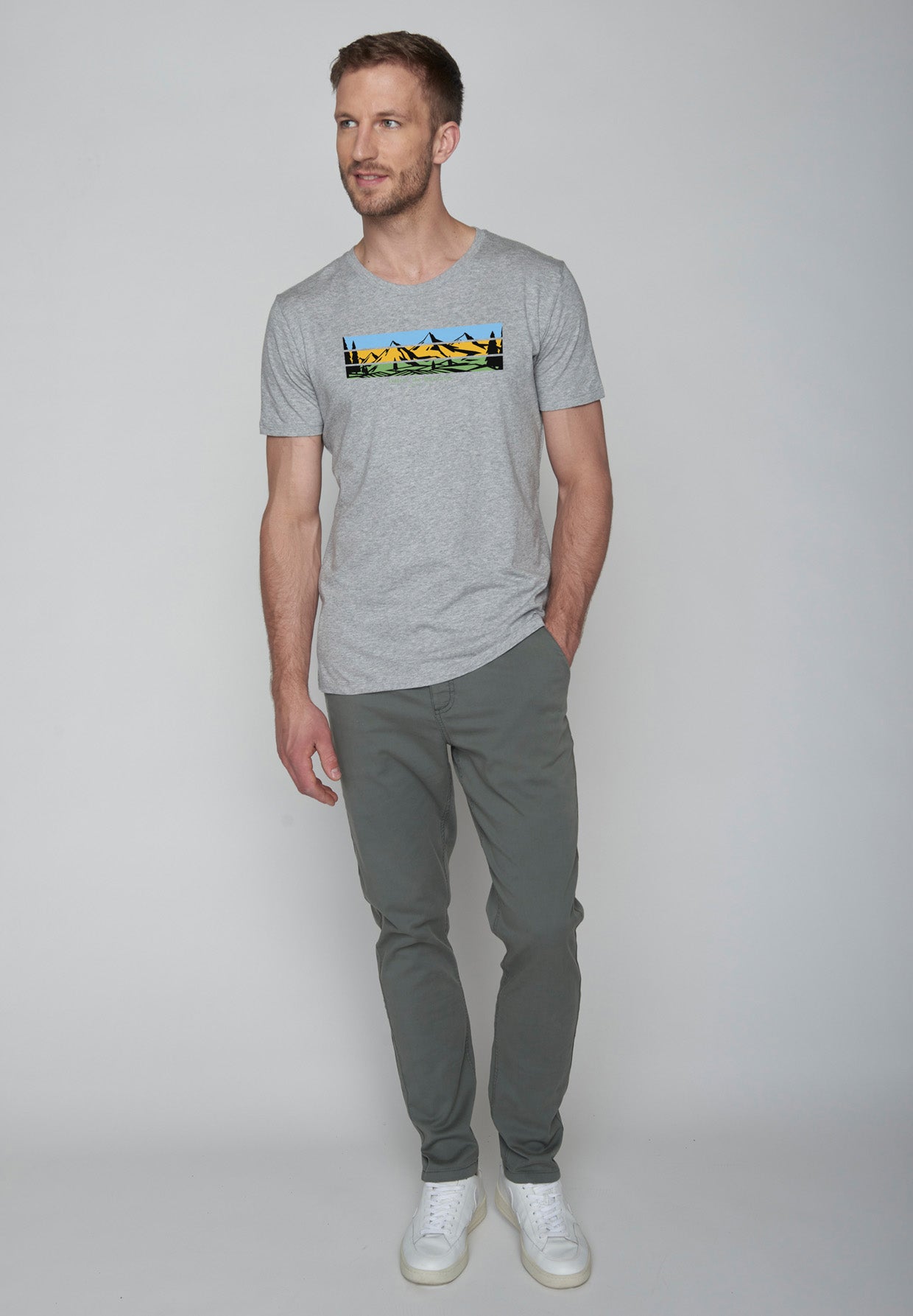 Heather Grey: Sportliches T-Shirt aus Bio-Baumwolle für Herren [18551]
