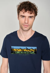 Blau:  Lässiges T-Shirt aus Bio-Baumwolle für Herren [18552]