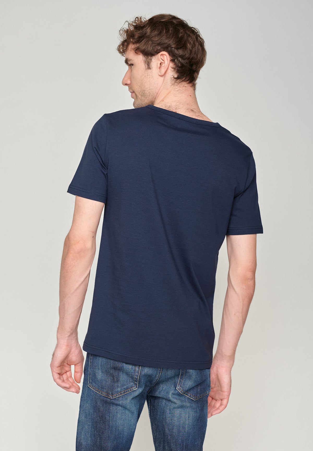 Blau:  Lässiges T-Shirt aus Bio-Baumwolle für Herren [18553]