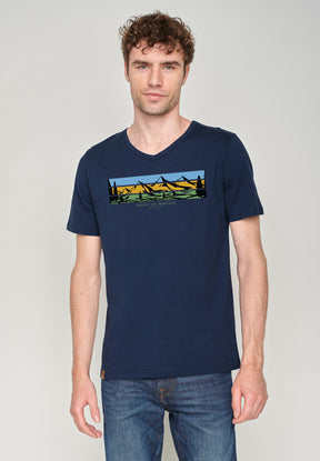 Blau:  Lässiges T-Shirt aus Bio-Baumwolle für Herren [18554]