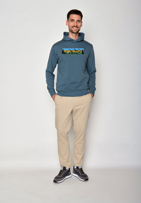 Vintage Blue: Kuschliger Hoodie aus Bio-Baumwolle für Herren [18563]