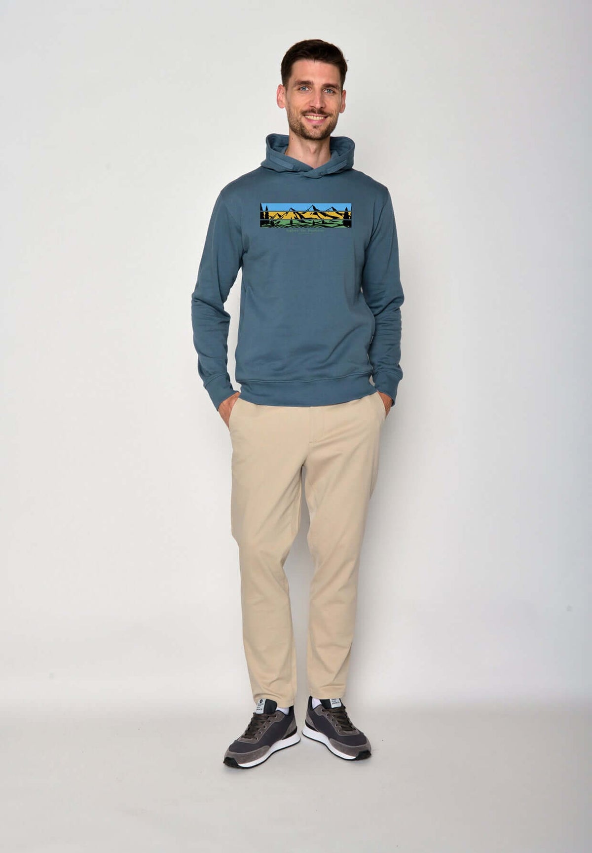 Blau:  Kuschliger Hoodie aus Bio-Baumwolle für Herren [18563]