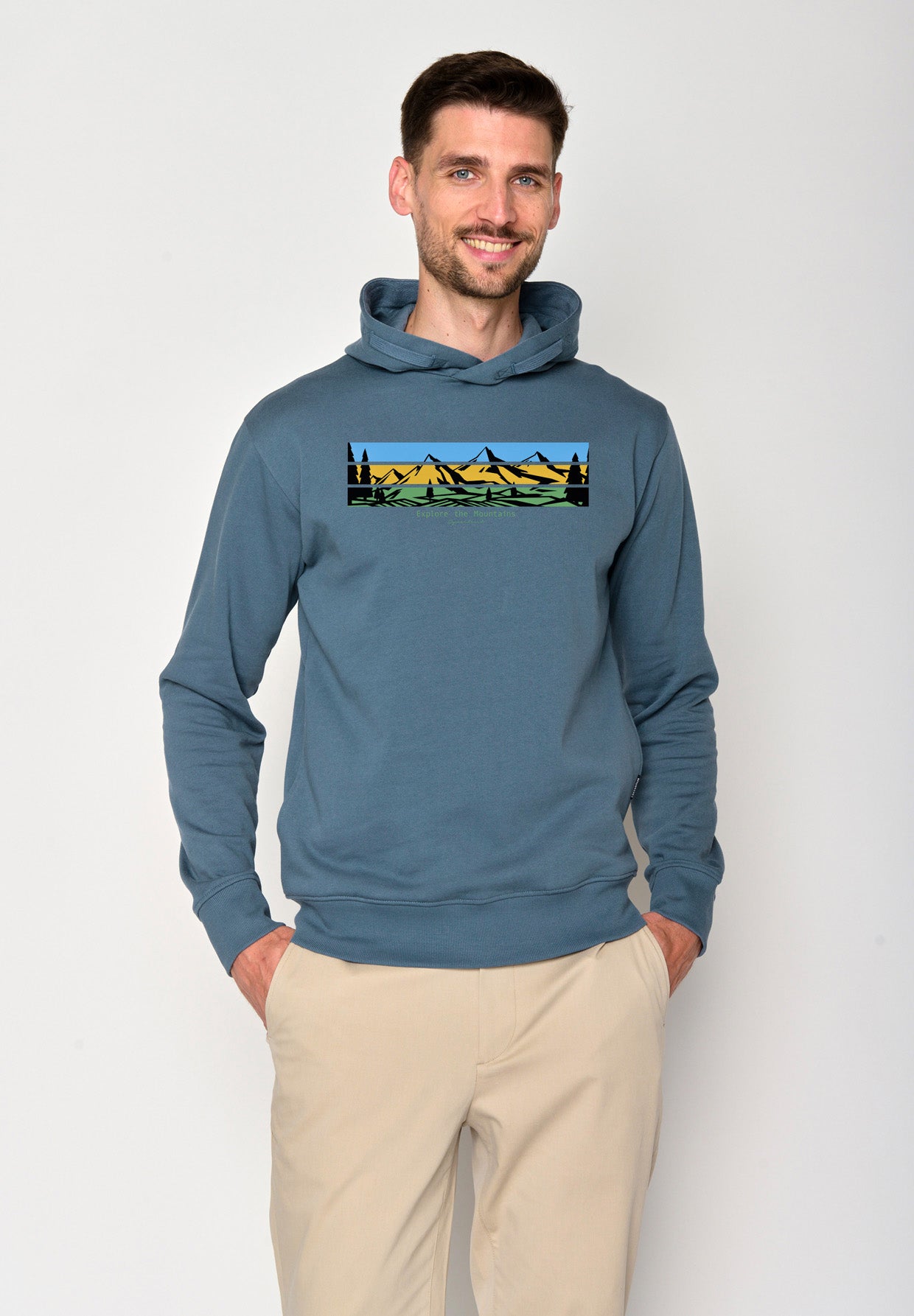 Vintage Blue: Kuschliger Hoodie aus Bio-Baumwolle für Herren [18564]