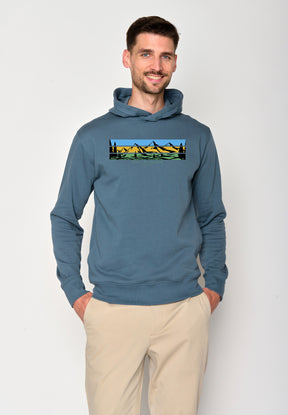 Vintage Blue: Kuschliger Hoodie aus Bio-Baumwolle für Herren [18564]