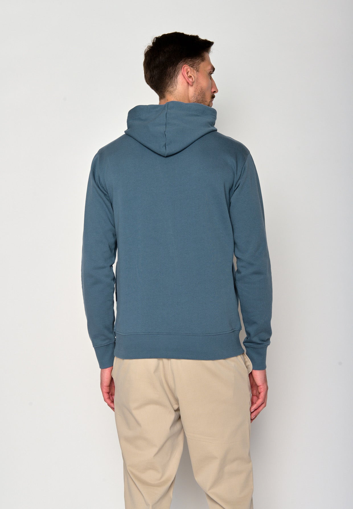 Vintage Blue: Kuschliger Hoodie aus Bio-Baumwolle für Herren [18565]