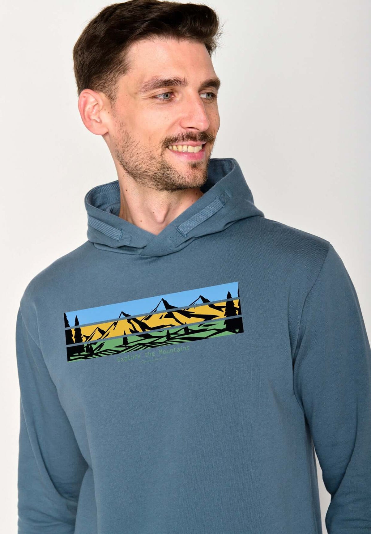 Blau:  Kuschliger Hoodie aus Bio-Baumwolle für Herren [18566]