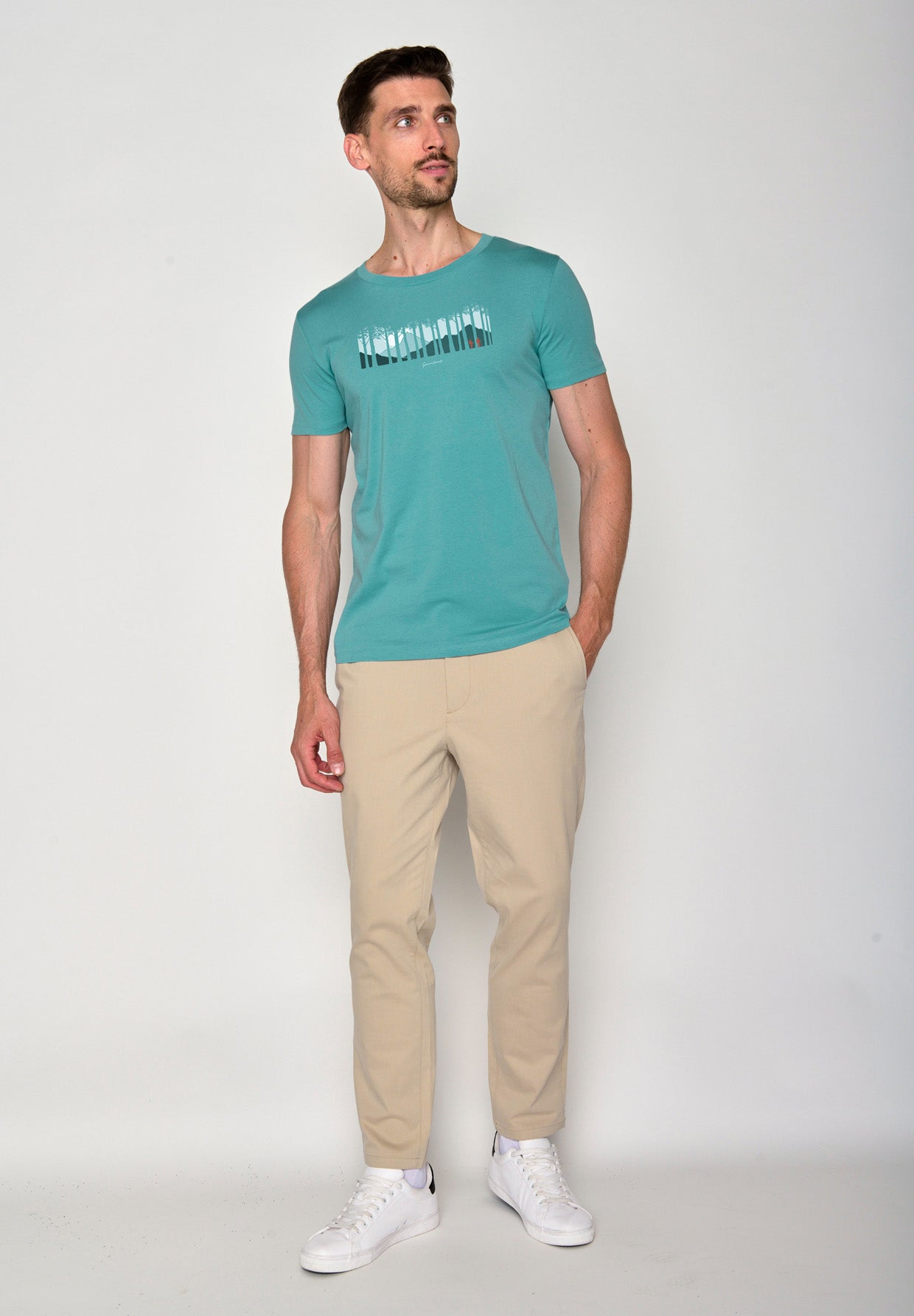 Türkis: Sportliches T-Shirt aus Bio-Baumwolle für Herren [18575]