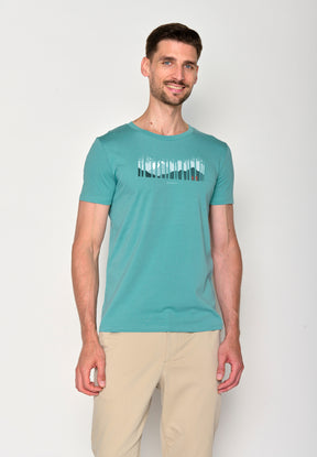 Türkis: Sportliches T-Shirt aus Bio-Baumwolle für Herren [18576]