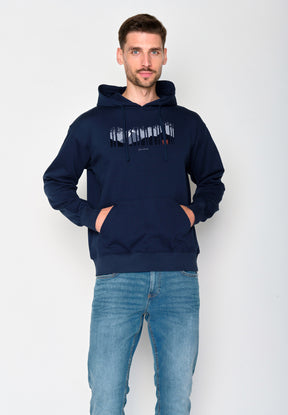 Navy: Gemütlicher Hoodie aus Bio-Baumwolle für Herren [18586]