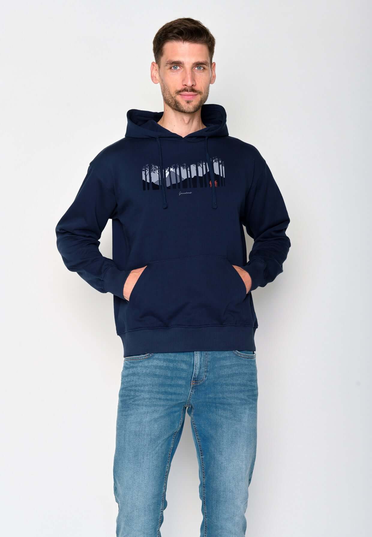 Blau:  Gemütlicher Hoodie aus Bio-Baumwolle für Herren [18586]