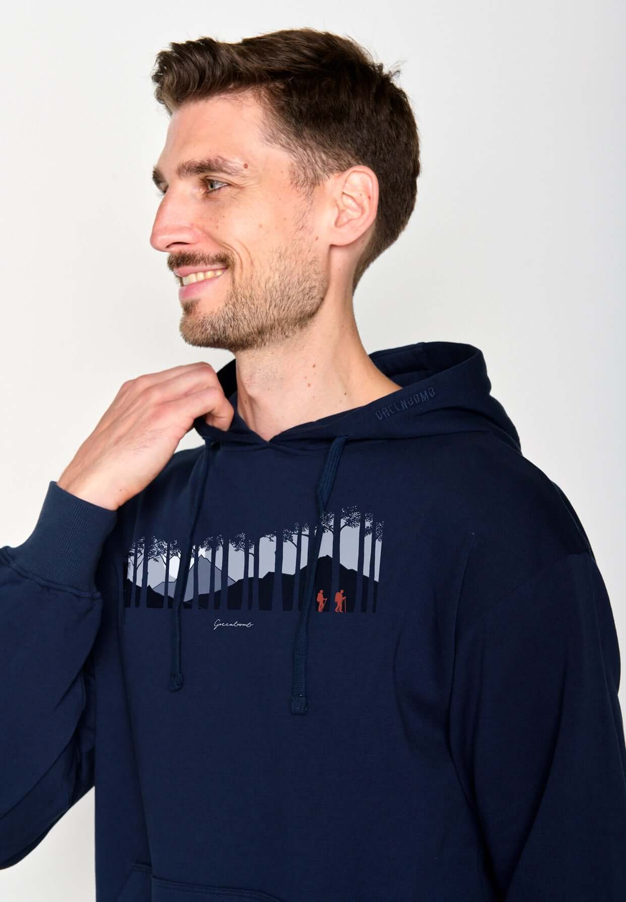 Blau:  Gemütlicher Hoodie aus Bio-Baumwolle für Herren [18589]