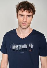 Blau:  Lässiges T-Shirt aus Bio-Baumwolle für Herren [18590]