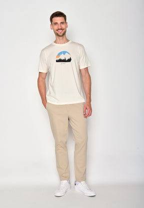 Creme White: Lässiges T-Shirt aus Bio-Baumwolle für Herren [18601]